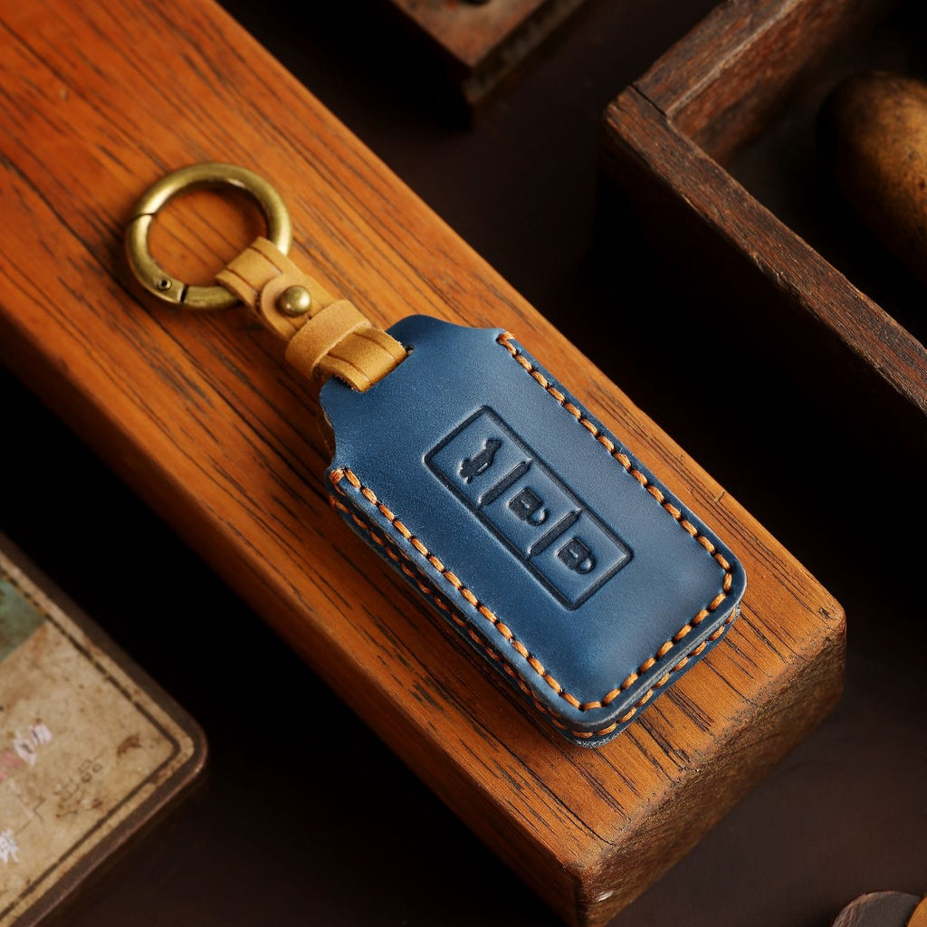Étui de clé de voiture en cuir Mitsubishi à 3 boutons