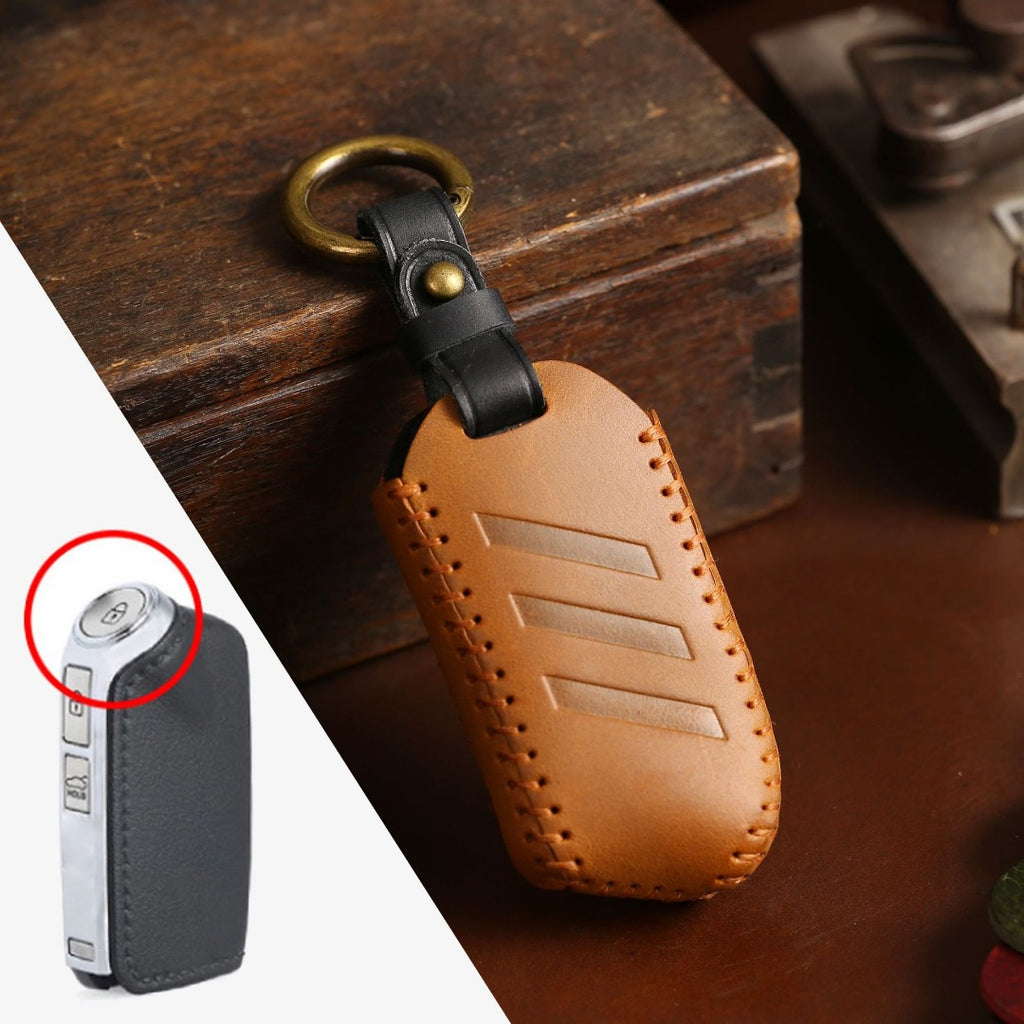 Carsine Kia K5 K3 Leather Car Key Cover Brown / B