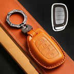 Carsine Hyundai Leather Car Key Cover 4 Button Brown / 4 Button-B