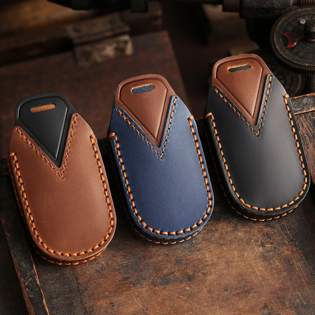 Étui à clés de voiture en cuir Maserati