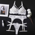 Lace see-through eyelash lace suspenders sexy lingerie G string Thong