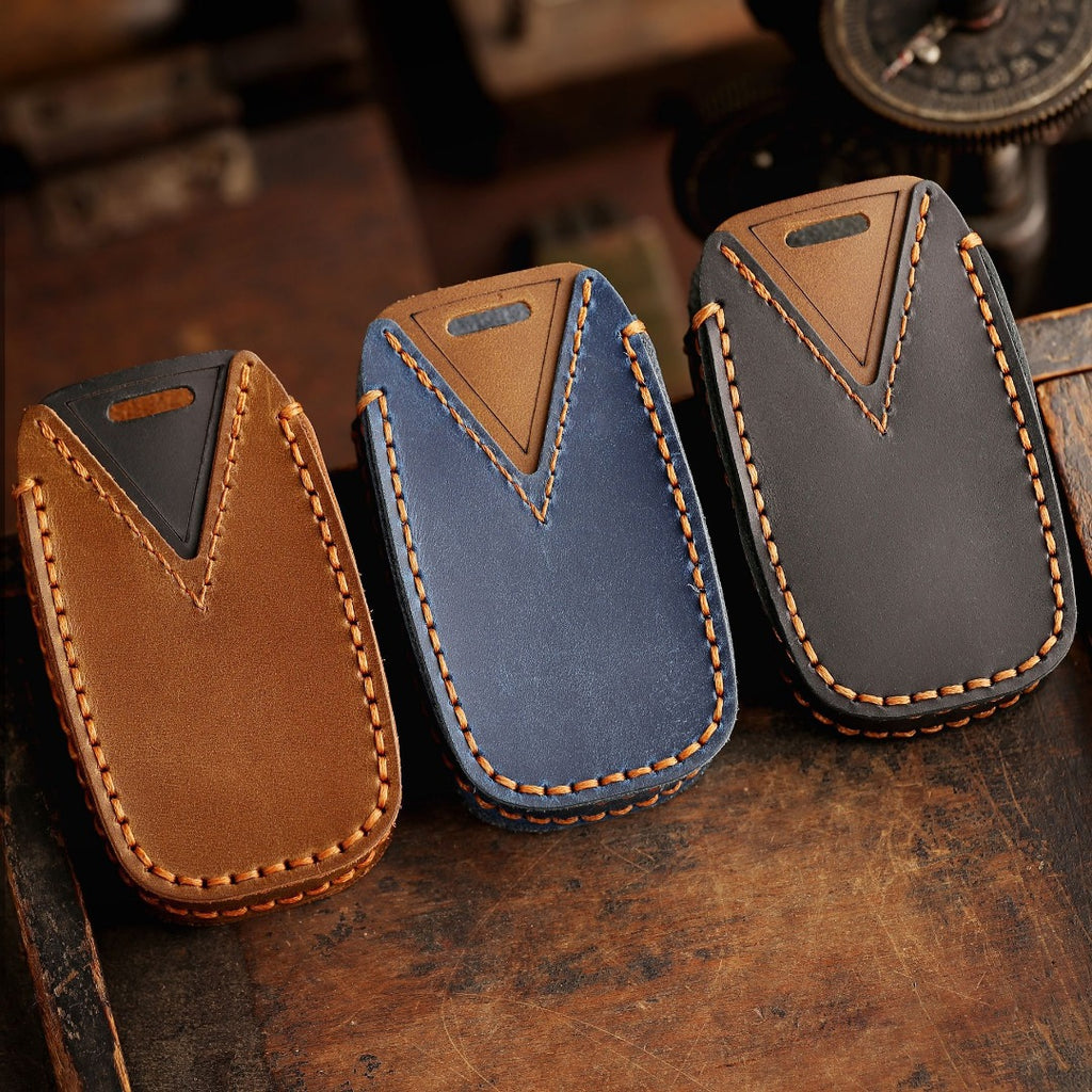 Carsine Dodge GMC Leather Car Key Cover 4,5,6 Button Black / 4 Button