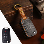 Carsine Buick Chevrolet Leather Car Key Cover 2,3,4,5 Button Black / 5 Button