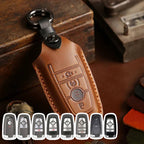 Étui en cuir pour clé de voiture (2, 3, 4 ou 5 boutons) compatible avec les Ford Focus, Explorer, Kuga, Sharp, Aviator, Lincoln Mondeo, Edge, F-150, Raptor et autres pick-ups.