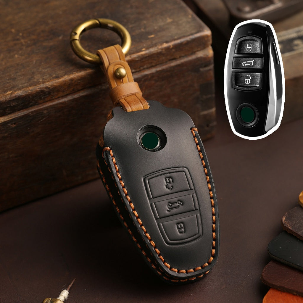 Volkswagen Touareg Autoschlüsselhülle aus Leder mit 3 Tasten