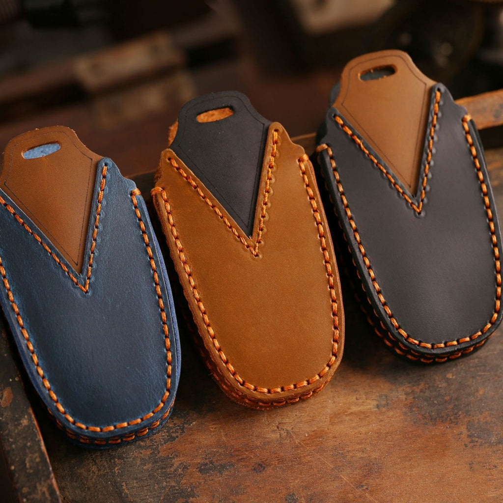 Étui en cuir pour clé de voiture Ford Escort Mondeo EcoSport Edge Mustang Explorer (3, 4, 5 boutons)