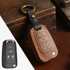 Carsine Buick Chevrolet Leather Car Key Cover 2,3,4,5 Button Brown / 4 Button