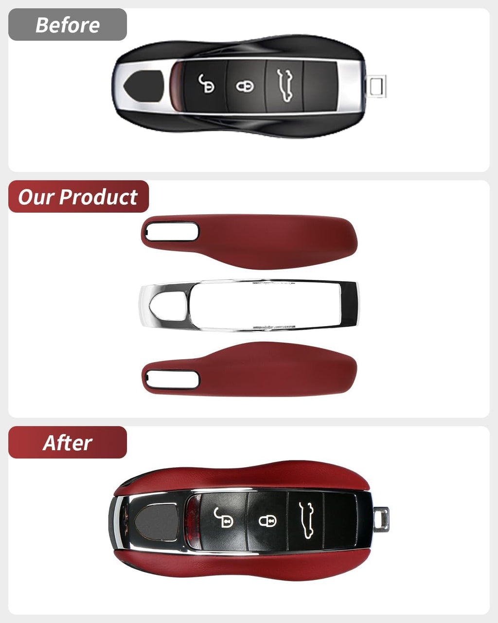 Étui en cuir pour clé Porsche 