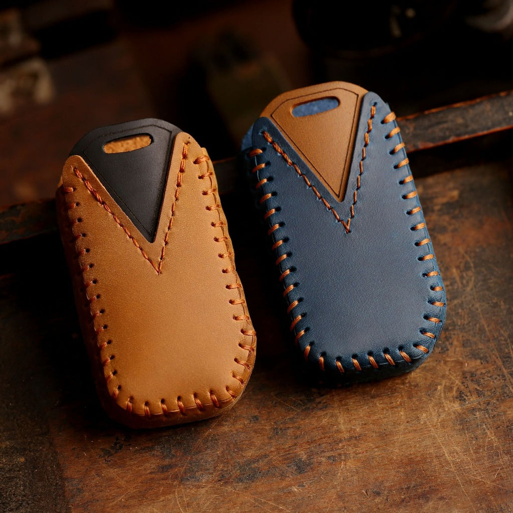 Carsine Kia K5 K3 Leather Car Key Cover Blue / A