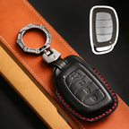 Carsine Hyundai Leather Car Key Cover 4 Button Black / 4 Button-B