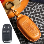 Carsine Jeep Leather Car Key Cover 4 Button Brown / 4 Button
