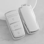 Carsine Volkswagen Car Key Cover Silver Edge White / Key case