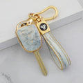 Carsine Toyota Scion Car Key Case Gold Inlaid With Jade Grey / Key case + strap