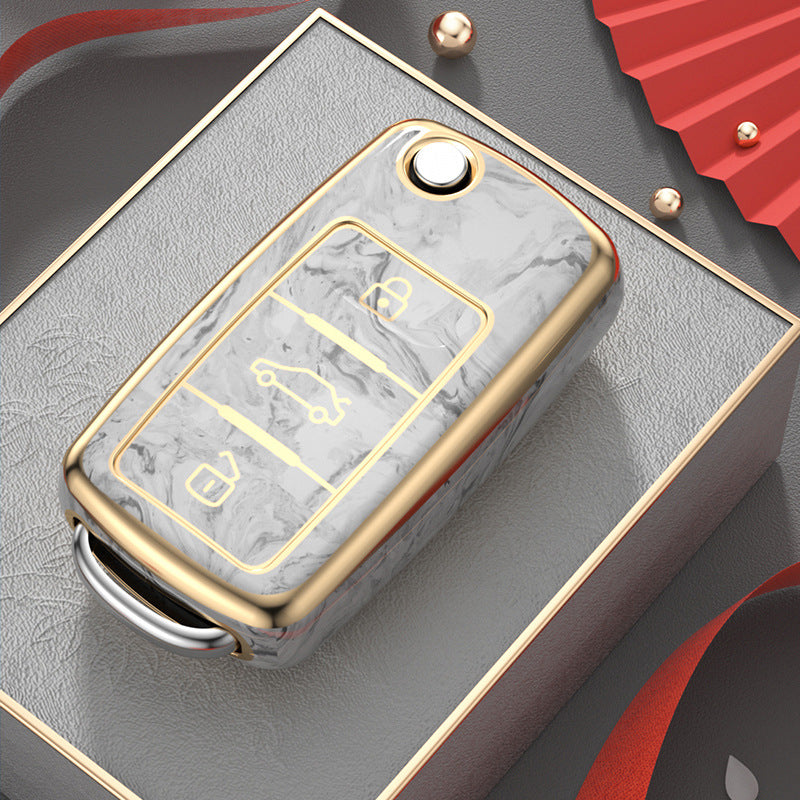 Carsine Volkswagen Car Key Case Gold Inlaid With Jade Grey / Key case