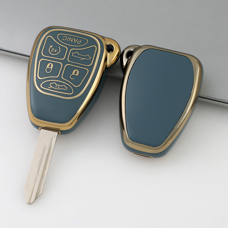 Carsine Jeep Dodge Chrysler Car Key Case Golden Edge Grey