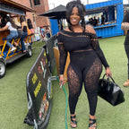 Carsine Sexy hot girl hollow one-piece high-elastic jumpsuit Black / One Size