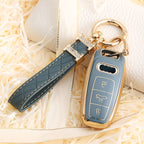 Carsine Audi Car Key Case Golden Edge Grey / Key case + strap