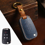 Carsine Buick Chevrolet Leather Car Key Cover 2,3,4,5 Button Blue / 5 Button