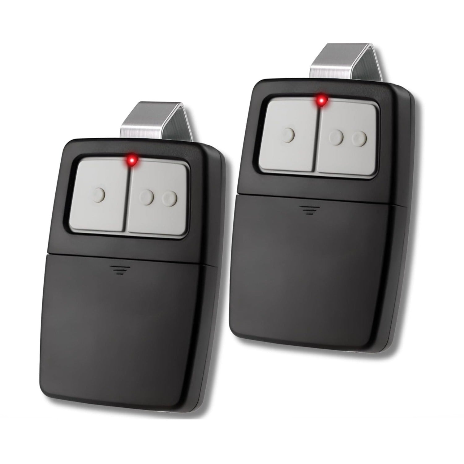 Carsine Universal Garage Remotes for LiftMaster, Chamberlain, Genie, Linear | Replaces Clicker KLIK1U, 375UT, 375LM | Operates 2 Doors or Gates, Dip Switch & Learn Button Ready Grey / 2 PCS