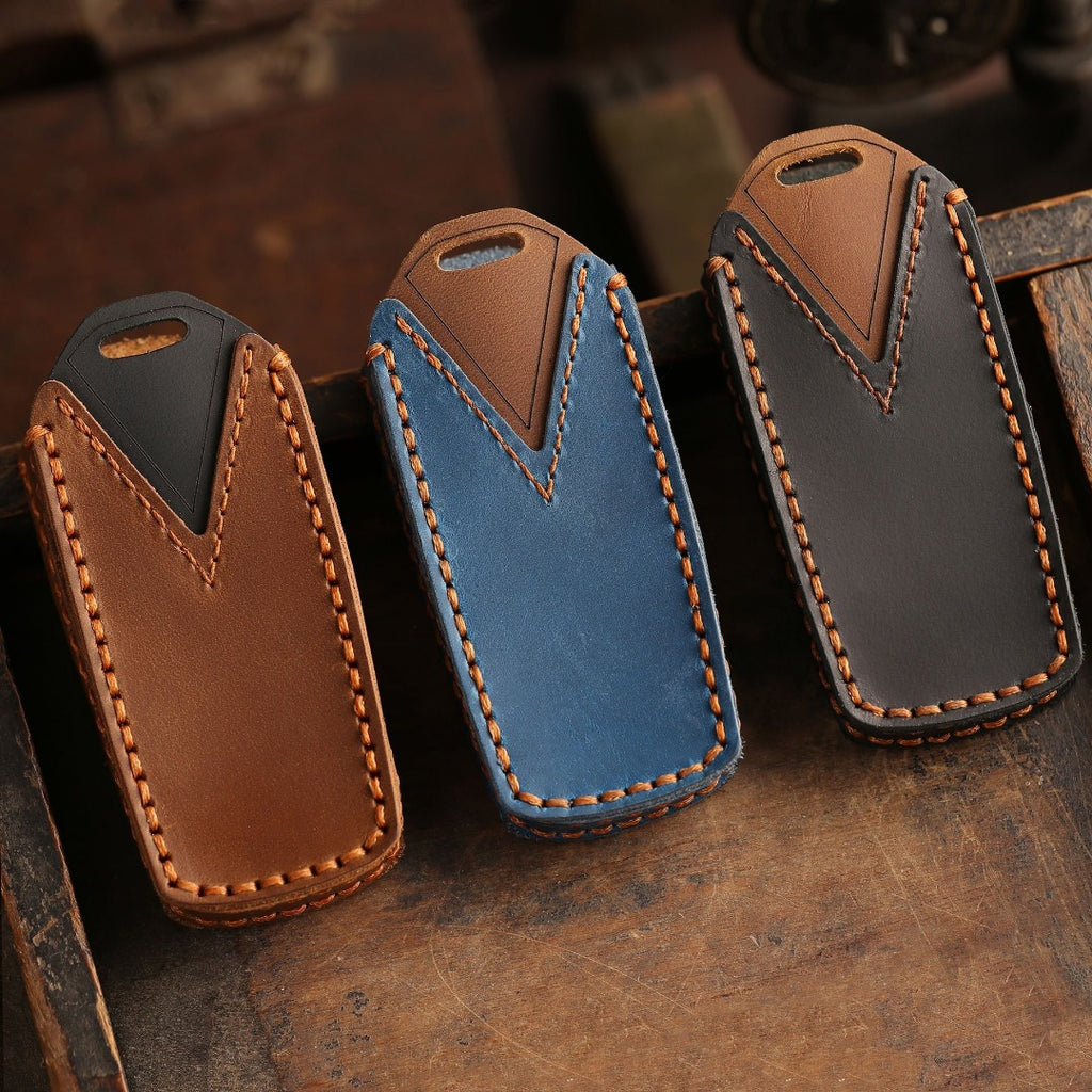 Étui de clé de voiture en cuir pour Volkswagen Touareg, 3 boutons