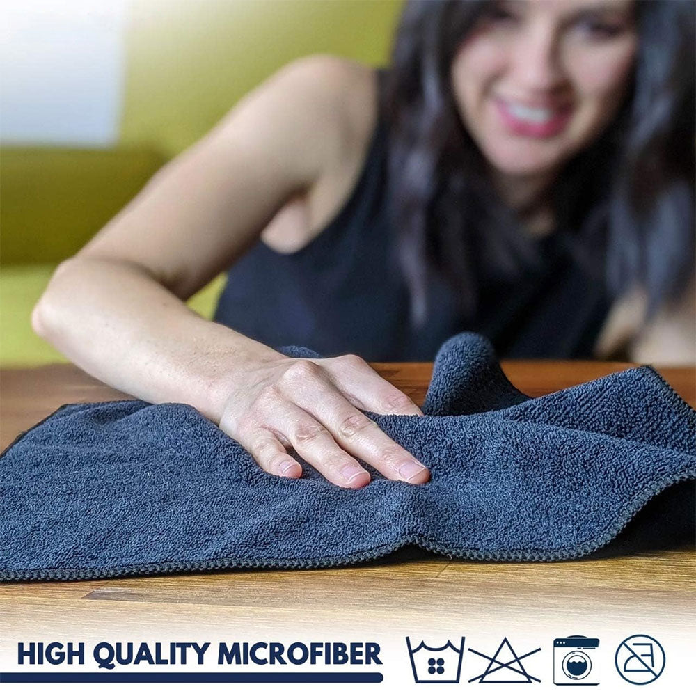 Carsine Microfiber Cleaning Cloth - 12 Packs 12.6"x12.6" - High Performance - 1200 Washes, Ultra Absorbent Towels Weave Grime & Liquid for Streak-Free Mirror Shine - Car Washing Cloth Grey