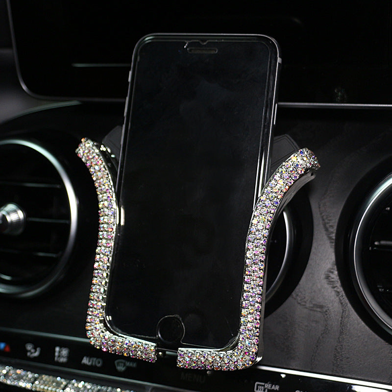 Carsine Rhinestone Car Phone Holder U-shaped AB Multicolor