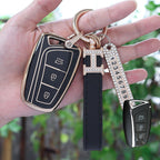 Carsine Hyundai Car Key Case Golden Edge Black / Key case + strap