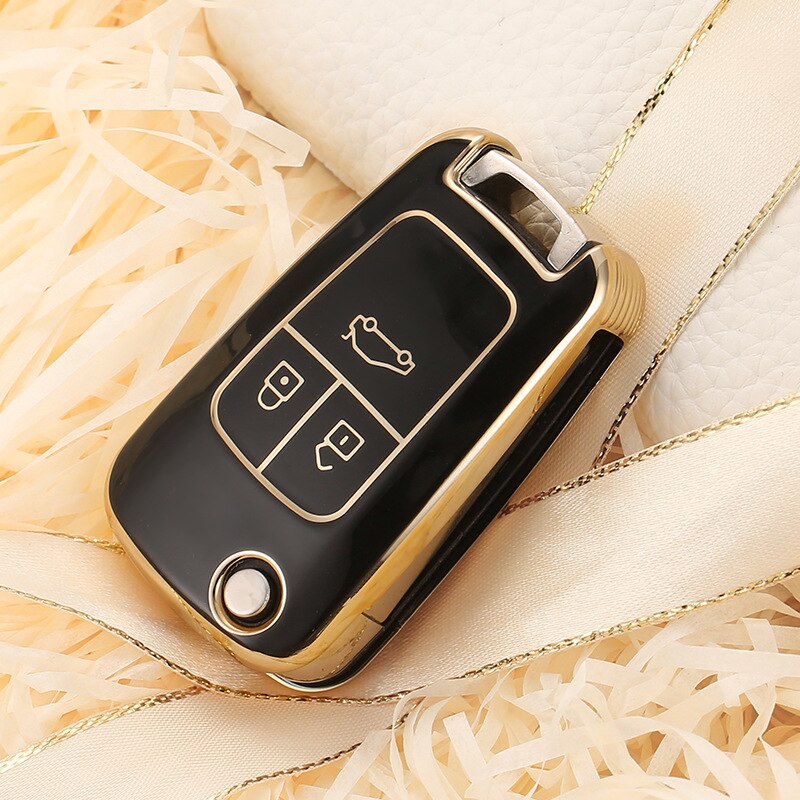 Carsine Chevrolet Holden Buick Vauxhall Car Key Case Golden Edge Black / Key case