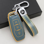 Carsine Ford Car Key Case Golden Edge Grey / Key case + strap